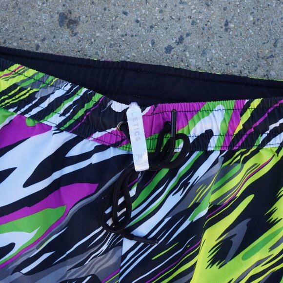 Fabletics M Carrie Running Shorts Neon Abstract Zebra Print Wicking - Picture 4 of 7